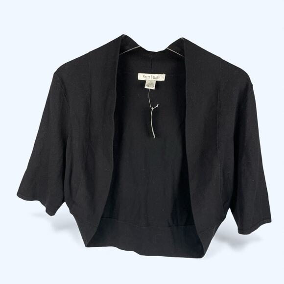 White House Black Market Black Silk Blend Cropped Shrug...